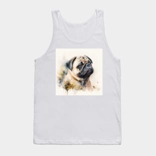 Pug Watercolour Style Painting Tank Top